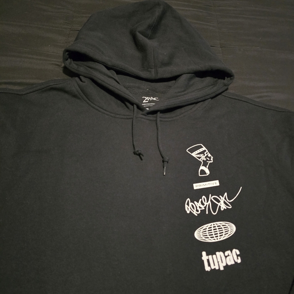 Primitive Tupac Stay Up Graphic Fleece Hoodie Mens Black Pullover NWOT Size 2XL - Picture 6 of 9